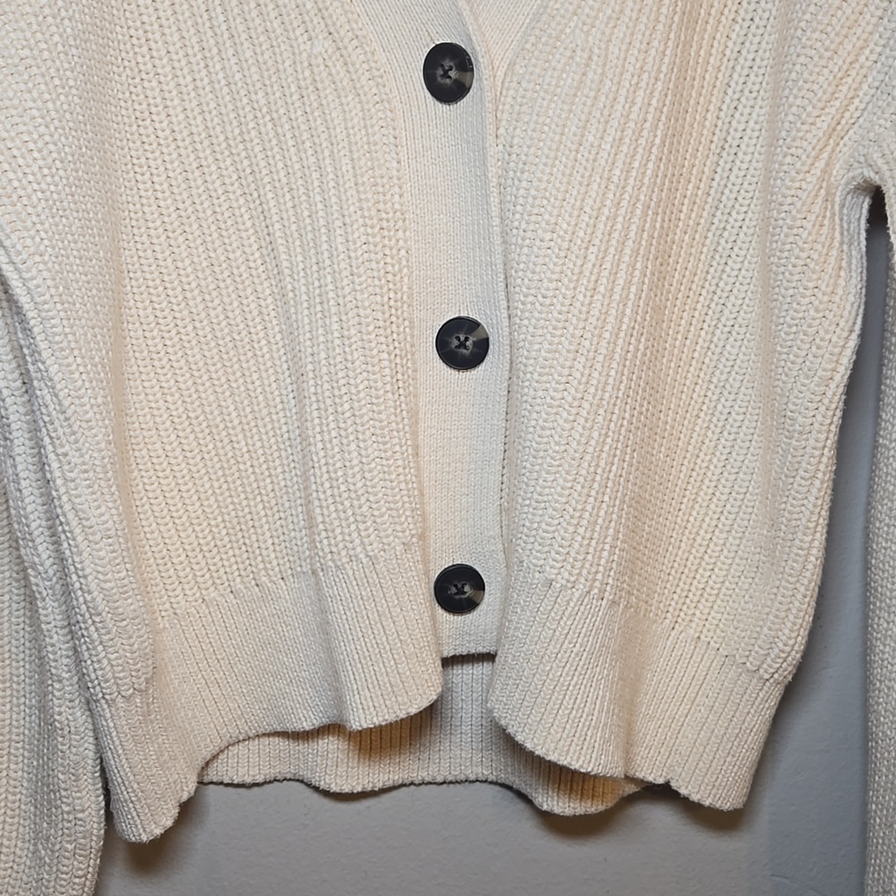 Everlane The Boxy Cardigan Everyday Cable Chunky Knit Organic Cotton In Canvas - Picture 8 of 16